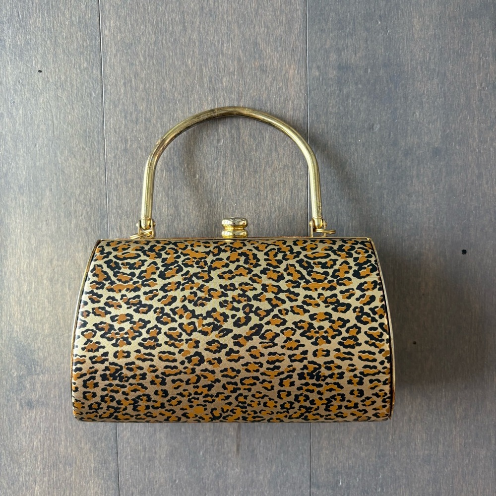 Metal Leopard Print Wristlet Strap Mini Bag